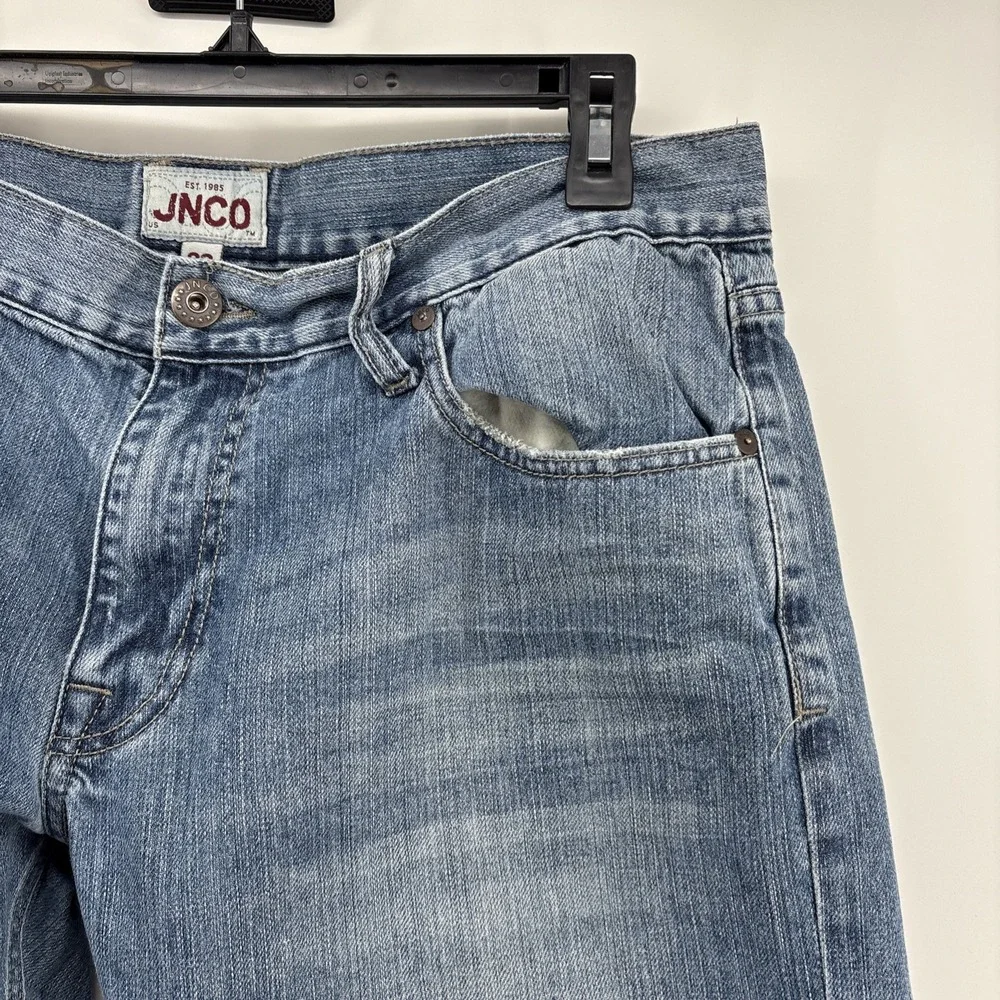 JNCO Jeans Mens 38x33 Denim Jeans Blue Slim Straight 101 Light‎ Wash 100% Cotton